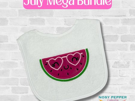 Watermelon Glasses applique machine embroidery design (5 sizes included) July 24 Mystery Bundle DIGITAL DOWNLOAD Hot on Sale