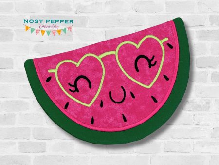 Watermelon Glasses mug rug machine embroidery design 2024 SKILL BUILDER BUNDLE (4 sizes and 2 versions included) DIGITAL DOWNLOAD For Cheap