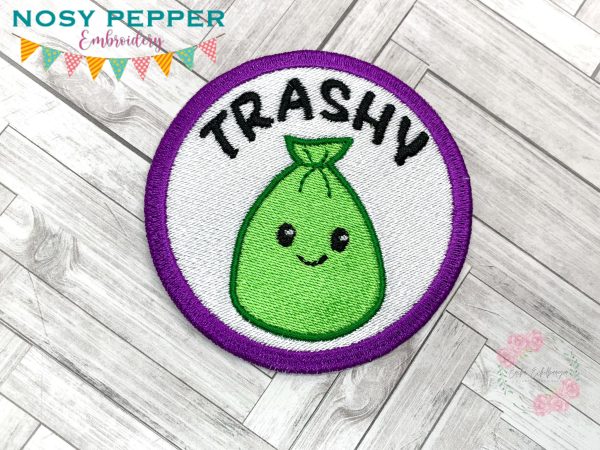 Trashy patch (2 sizes included) machine embroidery design DIGITAL DOWNLOAD Online now