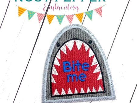 Bite me Shark patch machine embroidery design DIGITAL DOWNLOAD Online now