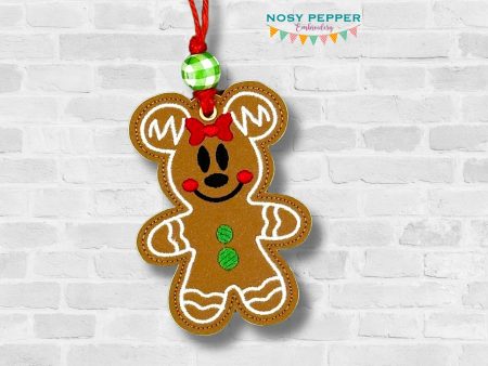 Mouse Girl Gingerbread ornament bag tag bookmark machine embroidery design DIGITAL DOWNLOAD Online Sale