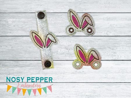 Bunny Ears Shoe Charm machine embroidery design (3 versions included) DIGITAL DOWNLOAD Online Sale