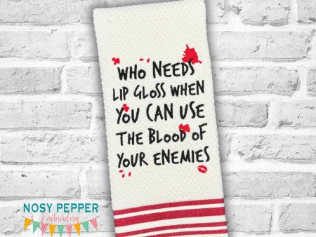 Who Needs Lipgloss machine embroidery design (4 sizes included) DIGITAL DOWNLOAD Cheap