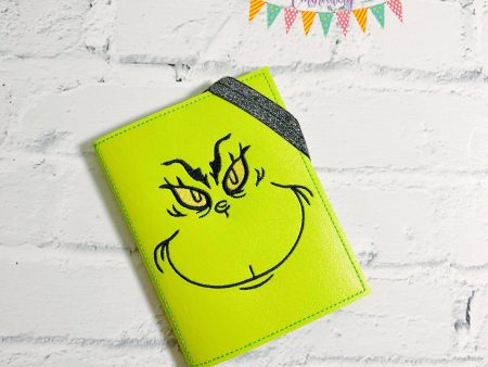 Grumpy green guy Notebook Cover (2 sizes available) machine embroidery design DIGITAL DOWNLOAD on Sale