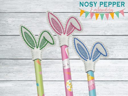 Bunny Ears pencil topper machine embroidery design (single and multi included) DIGITAL DOWNLOAD For Discount