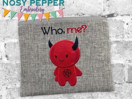 Who, me? applique (5 sizes included) machine embroidery design DIGITAL DOWNLOAD Supply