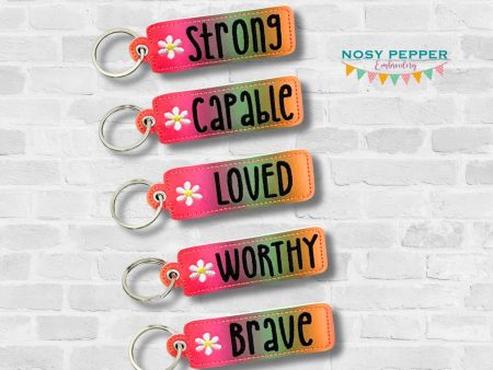 Affirmation eyelet fob set machine embroidery file (5 designs) Sept Mystery Bundle  24 DIGITAL DOWNLOAD For Discount