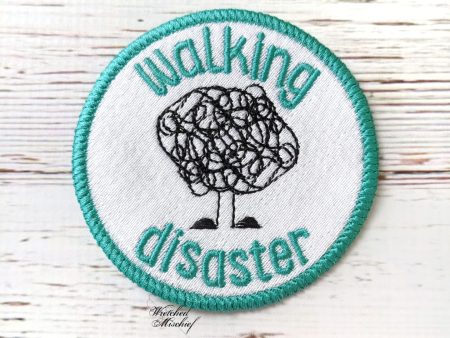 Walking Disaster Patch machine embroidery design (2 sizes included) DIGITAL DOWNLOAD Cheap