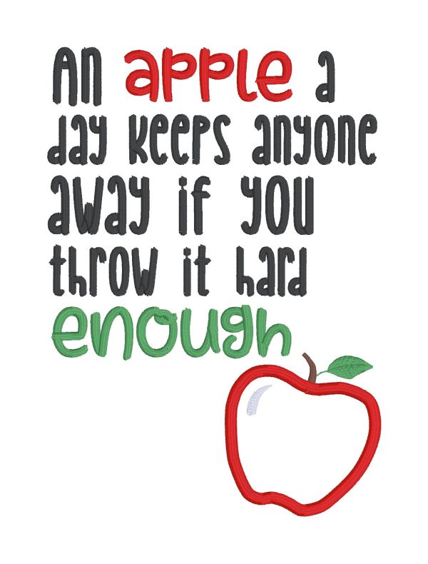 An Apple A Day Appliqué machine embroidery design (4 sizes included) DIGITAL DOWNLOAD on Sale