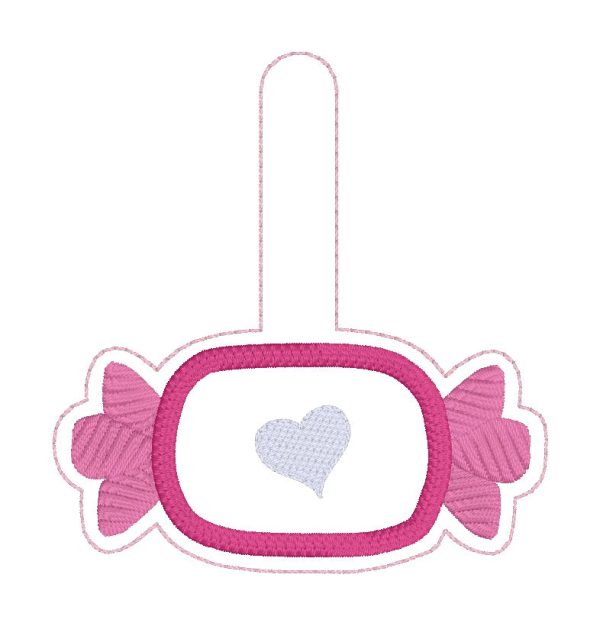 Valentine Candy applique set machine embroidery designs (includes bookmark bag tag ornament, eyelet fob and snap tab) For Cheap