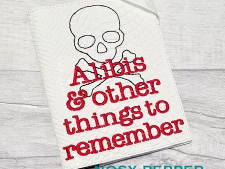 Alibis and other things to remember notebook cover (2 sizes available) machine embroidery design DIGITAL DOWNLOAD Fashion