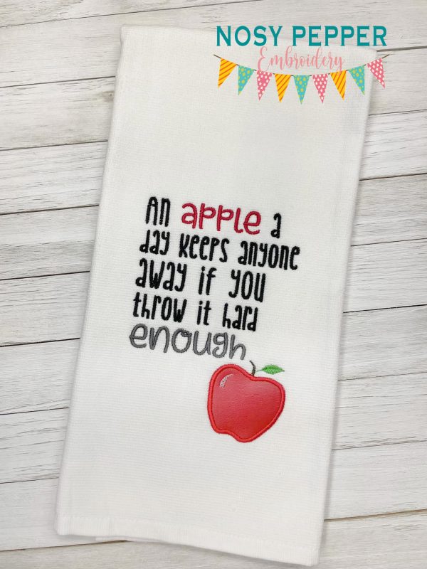 An Apple A Day Appliqué machine embroidery design (4 sizes included) DIGITAL DOWNLOAD on Sale